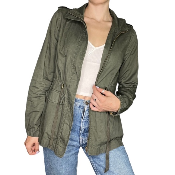 Drawstring Utility Jacket with Pockets - Picture 1 of 8